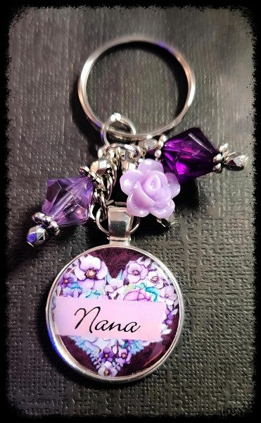 Purple Floral Nana Keychain